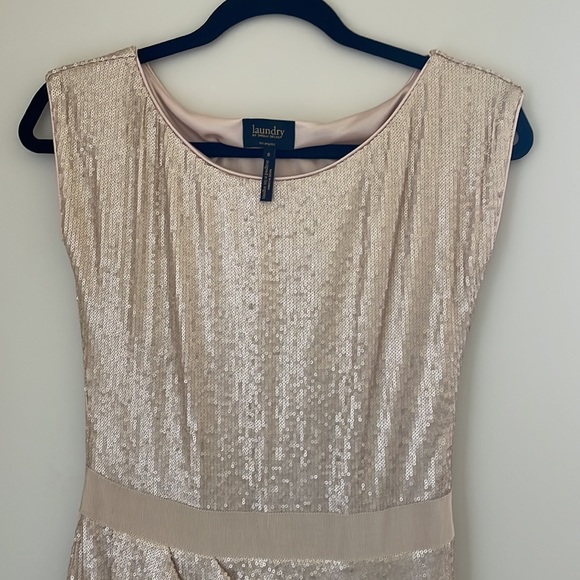 Laundry by Shelli Segal Blush Sequin Cocktail Dress Size 0 - Picture 4 of 5